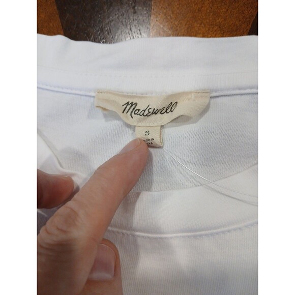 Madewell NWT White Size Small   Puff Sleeve Knit Top NV971 Mixed Media MSRP $52 - Picture 8 of 12